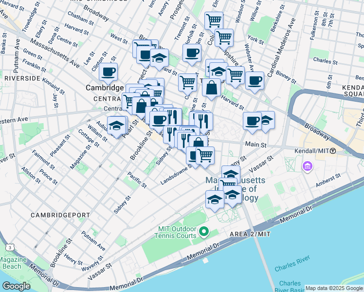 map of restaurants, bars, coffee shops, grocery stores, and more near 15 State Street in Cambridge