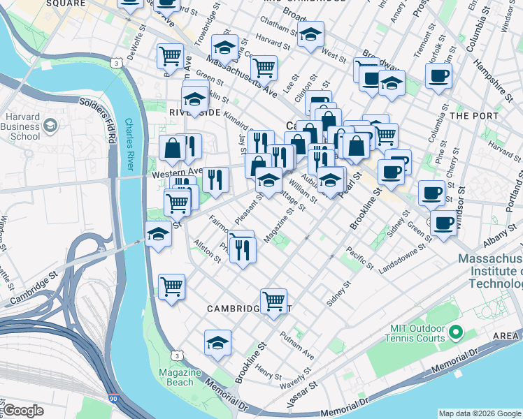 map of restaurants, bars, coffee shops, grocery stores, and more near 30 Upton Street in Cambridge