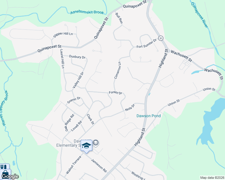 map of restaurants, bars, coffee shops, grocery stores, and more near 9 Cimarron Lane in Holden