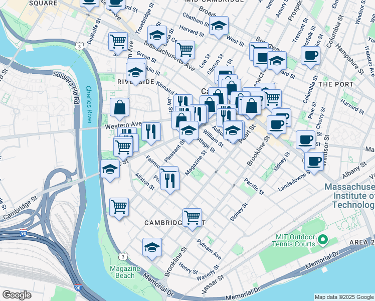 map of restaurants, bars, coffee shops, grocery stores, and more near 15 Upton Street in Cambridge