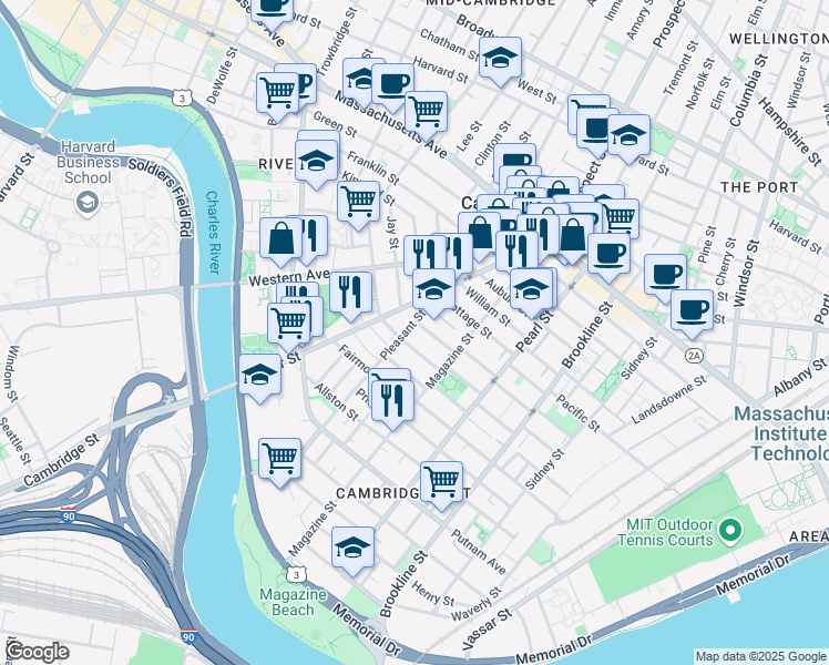 map of restaurants, bars, coffee shops, grocery stores, and more near 30 Upton Street in Cambridge