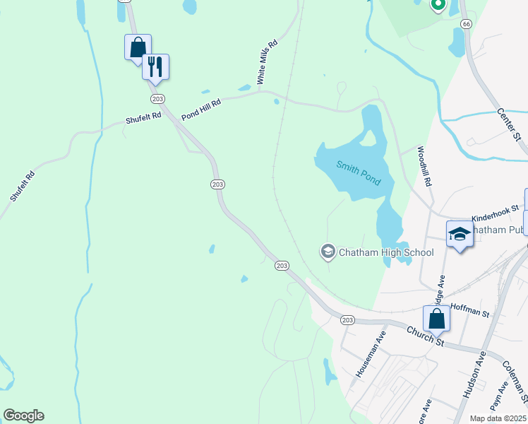 map of restaurants, bars, coffee shops, grocery stores, and more near 1982 Highway 203 in Chatham