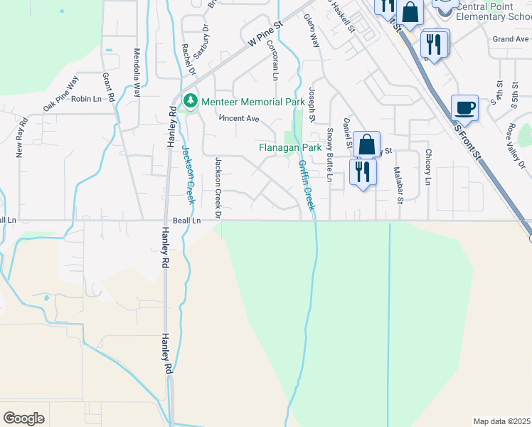 map of restaurants, bars, coffee shops, grocery stores, and more near 106 Amanda Ct in Central Point
