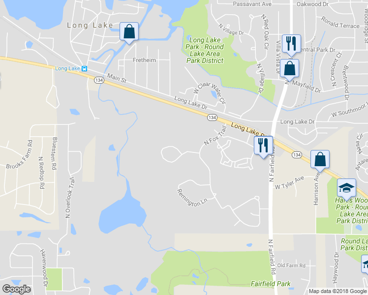 map of restaurants, bars, coffee shops, grocery stores, and more near 1731 West Turtle Creek Lane in Round Lake
