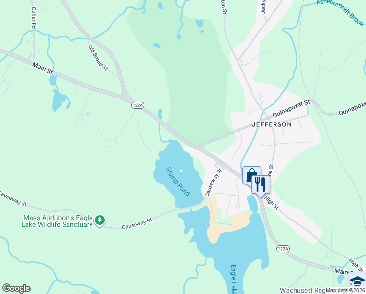 map of restaurants, bars, coffee shops, grocery stores, and more near 1775 Main Street in Holden