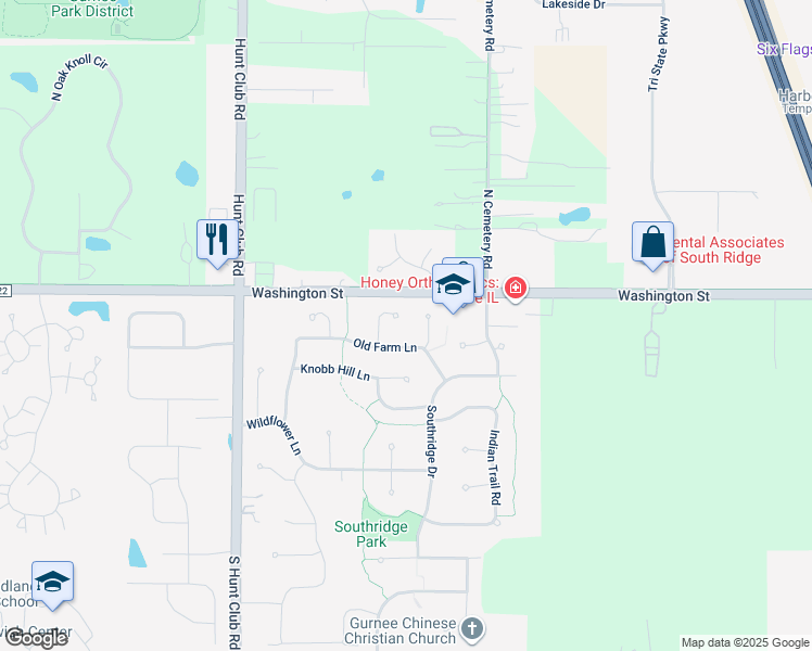 map of restaurants, bars, coffee shops, grocery stores, and more near 71 Foxboro Lane in Gurnee