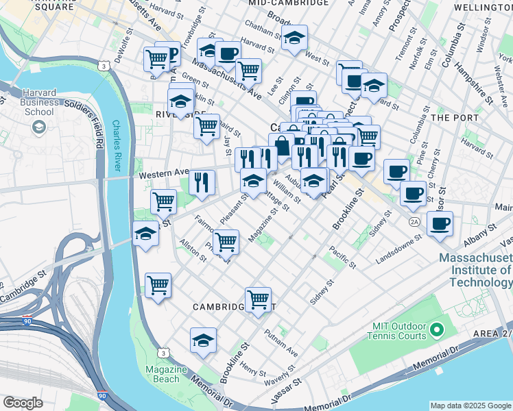 map of restaurants, bars, coffee shops, grocery stores, and more near 15 Upton Street in Cambridge