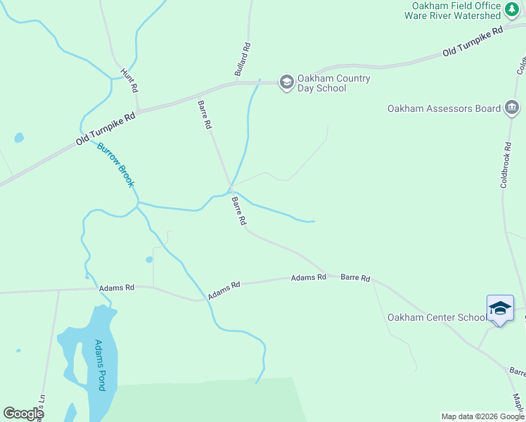map of restaurants, bars, coffee shops, grocery stores, and more near 576 Barre Road in Oakham
