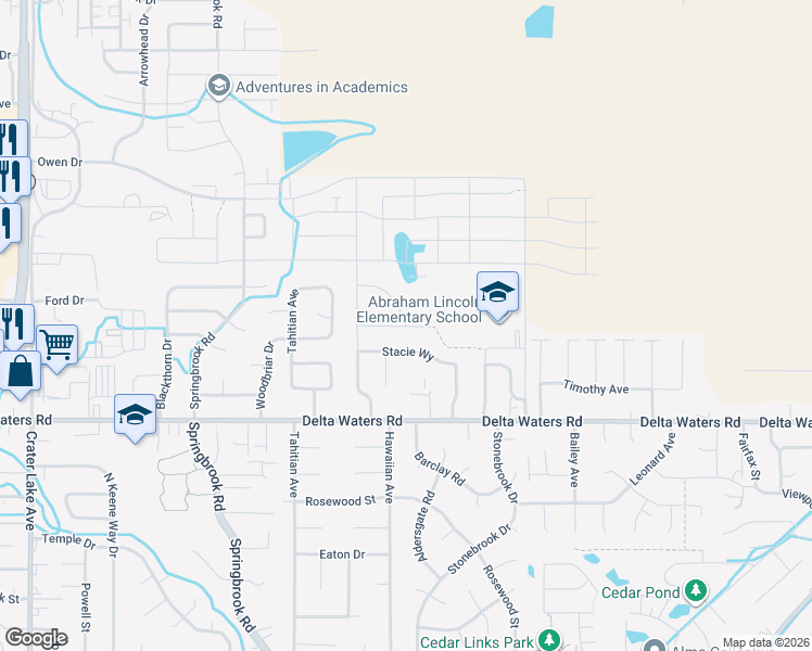 map of restaurants, bars, coffee shops, grocery stores, and more near 3098 Edgewood Drive in Medford