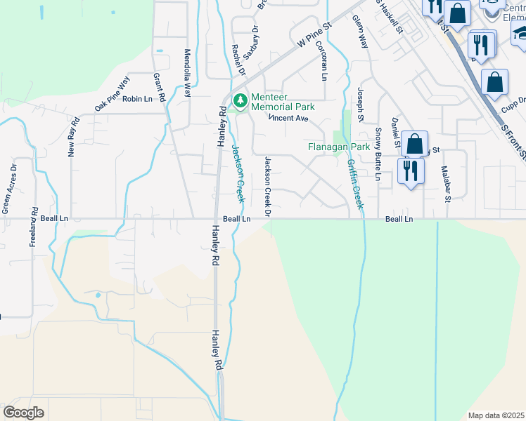 map of restaurants, bars, coffee shops, grocery stores, and more near 1000 Jackson Creek Drive in Central Point