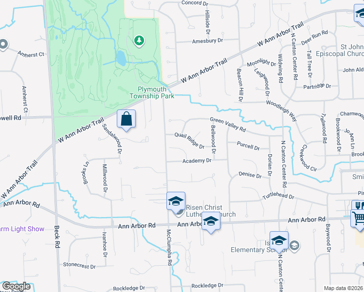 map of restaurants, bars, coffee shops, grocery stores, and more near 11160 Academy Court in Plymouth
