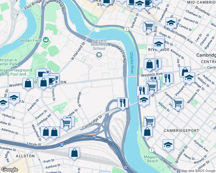 map of restaurants, bars, coffee shops, grocery stores, and more near 90 Rotterdam Street in Boston