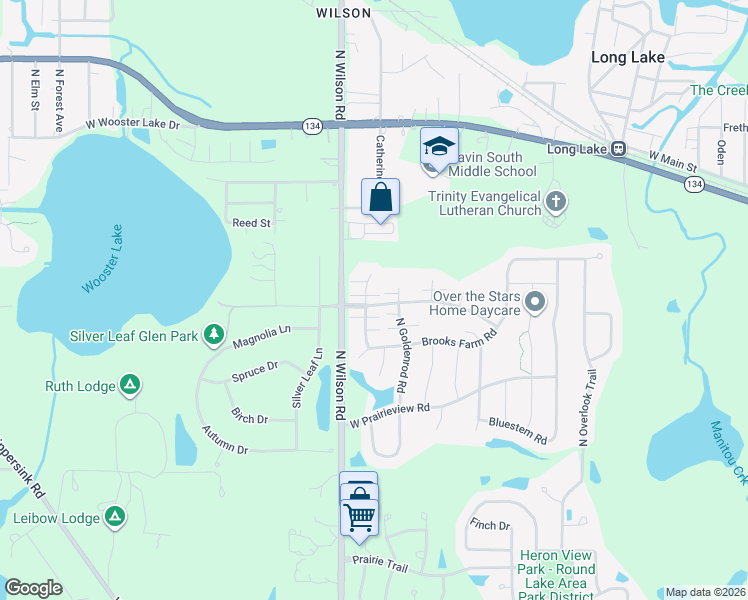 map of restaurants, bars, coffee shops, grocery stores, and more near 34383 North Barberry Road in Round Lake