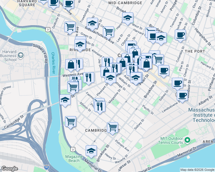 map of restaurants, bars, coffee shops, grocery stores, and more near 30 Upton Street in Cambridge