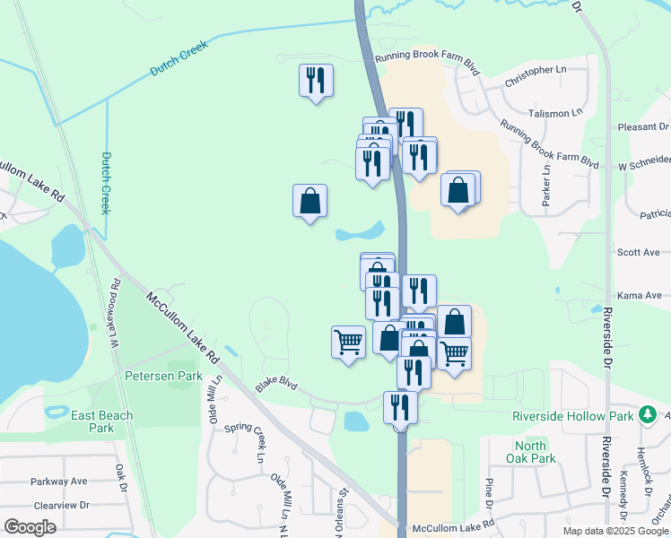 map of restaurants, bars, coffee shops, grocery stores, and more near 2525 North Richmond Road in McHenry