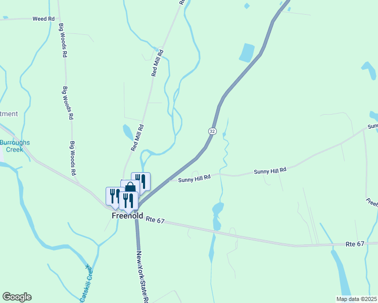 map of restaurants, bars, coffee shops, grocery stores, and more near 9601 New York 32 in Freehold