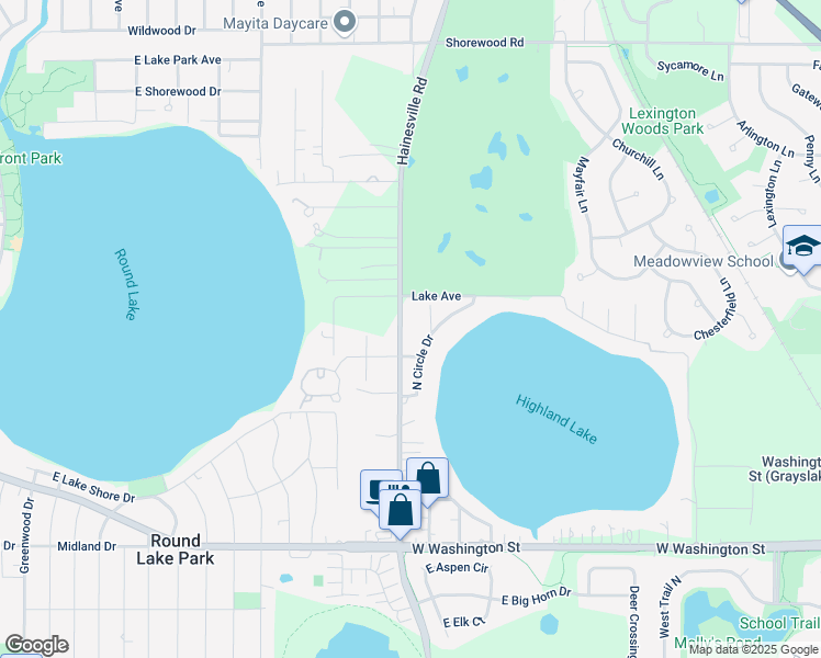 map of restaurants, bars, coffee shops, grocery stores, and more near 822 North Hainesville Road in Round Lake