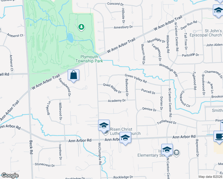 map of restaurants, bars, coffee shops, grocery stores, and more near 11160 Academy Court in Plymouth