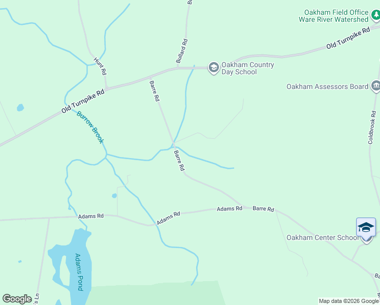 map of restaurants, bars, coffee shops, grocery stores, and more near 576 Barre Road in Oakham