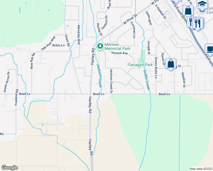map of restaurants, bars, coffee shops, grocery stores, and more near 1000 Jackson Creek Drive in Central Point
