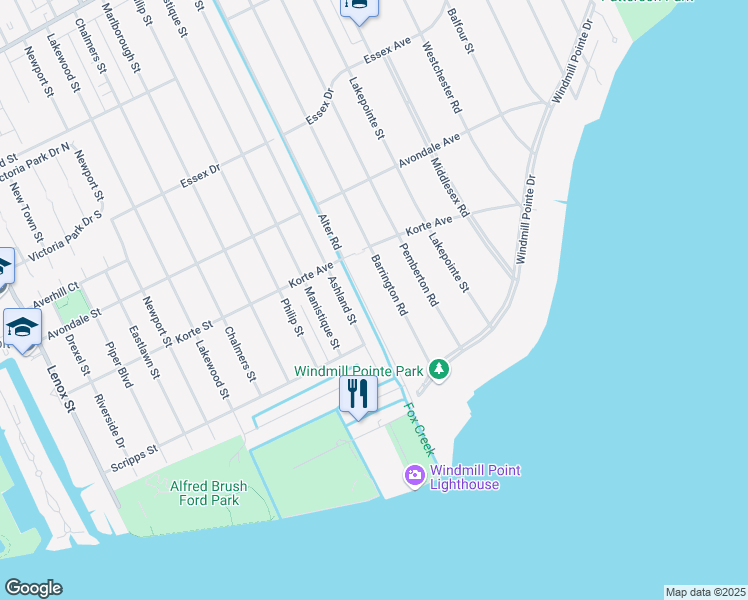 map of restaurants, bars, coffee shops, grocery stores, and more near 242 Alter Road in Detroit