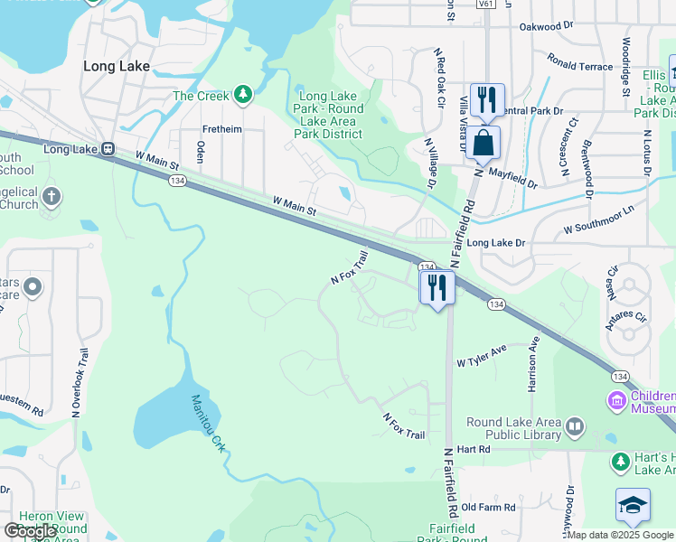 map of restaurants, bars, coffee shops, grocery stores, and more near 1469 Sedgewood Court in Round Lake