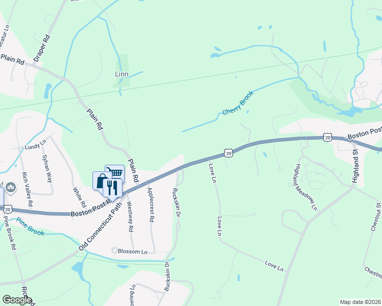 map of restaurants, bars, coffee shops, grocery stores, and more near 823 Boston Post Road in Weston