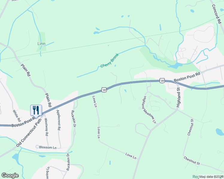 map of restaurants, bars, coffee shops, grocery stores, and more near 786 Boston Post Road in Weston