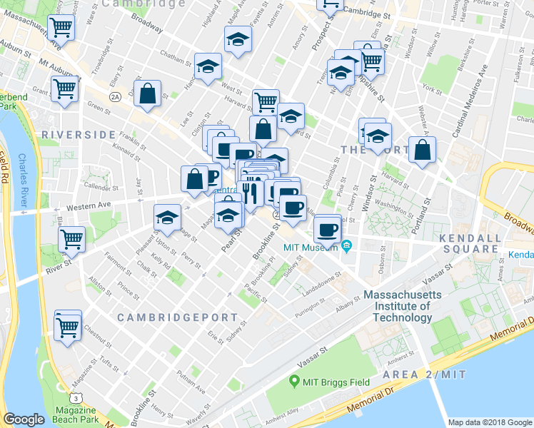 map of restaurants, bars, coffee shops, grocery stores, and more near 536 Massachusetts Avenue in Cambridge