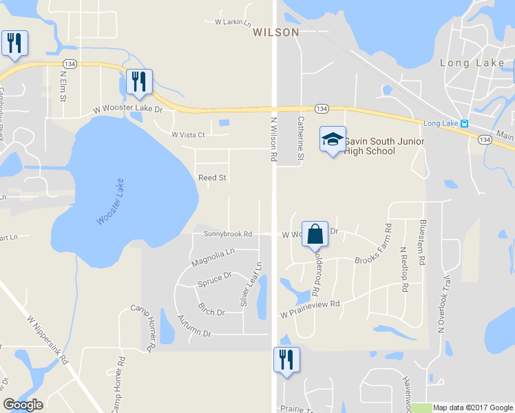 map of restaurants, bars, coffee shops, grocery stores, and more near 34450 North Sunshine Lane in Ingleside