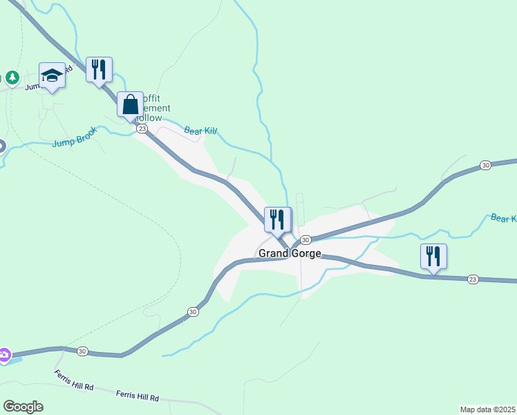 map of restaurants, bars, coffee shops, grocery stores, and more near 37041 New York 23 in Grand Gorge