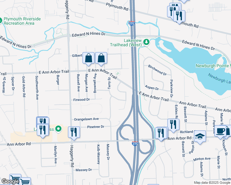 map of restaurants, bars, coffee shops, grocery stores, and more near 11121 Chestnut Drive in Plymouth