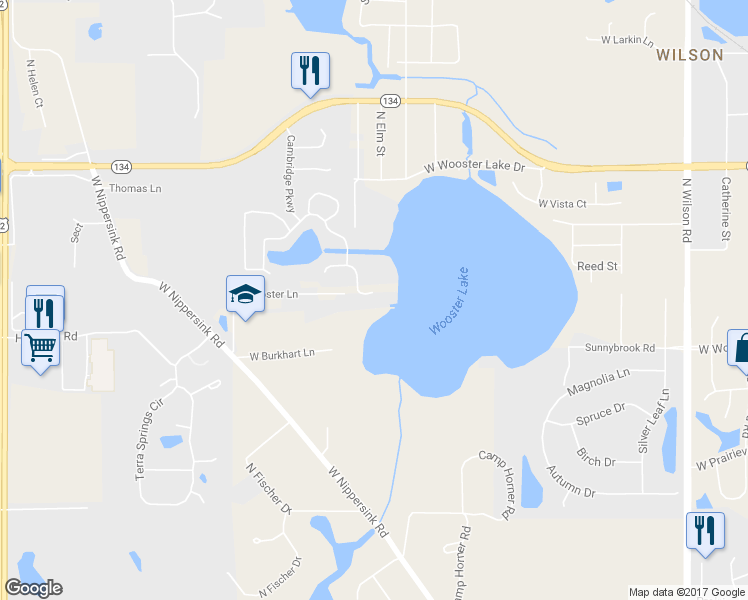 map of restaurants, bars, coffee shops, grocery stores, and more near 711 East Bayou Court in Fox Lake