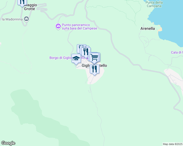 map of restaurants, bars, coffee shops, grocery stores, and more near 6 Via delle Mura in Giglio Castello
