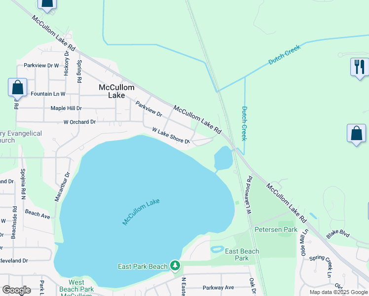 map of restaurants, bars, coffee shops, grocery stores, and more near 4525 West Lake Shore Drive in McHenry