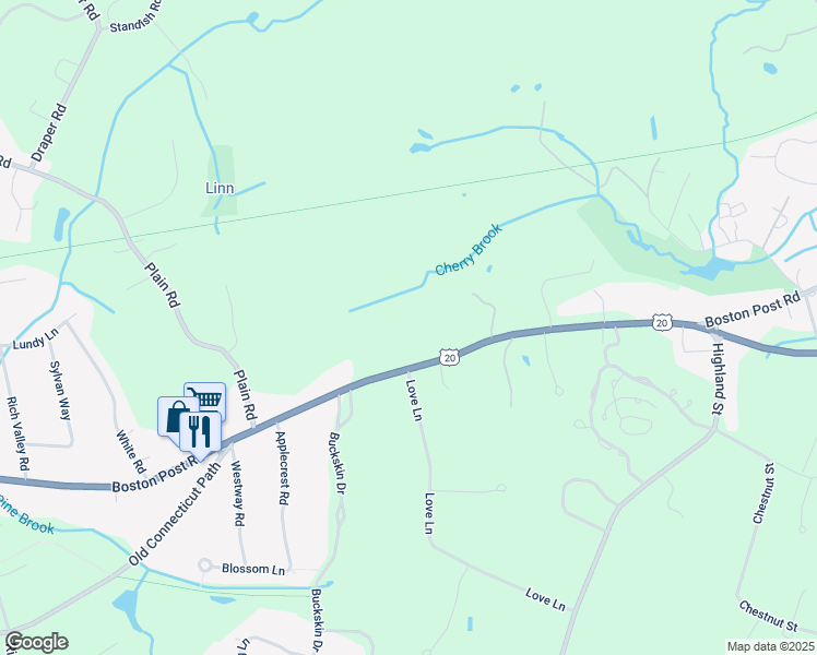 map of restaurants, bars, coffee shops, grocery stores, and more near 811 Boston Post Road in Weston