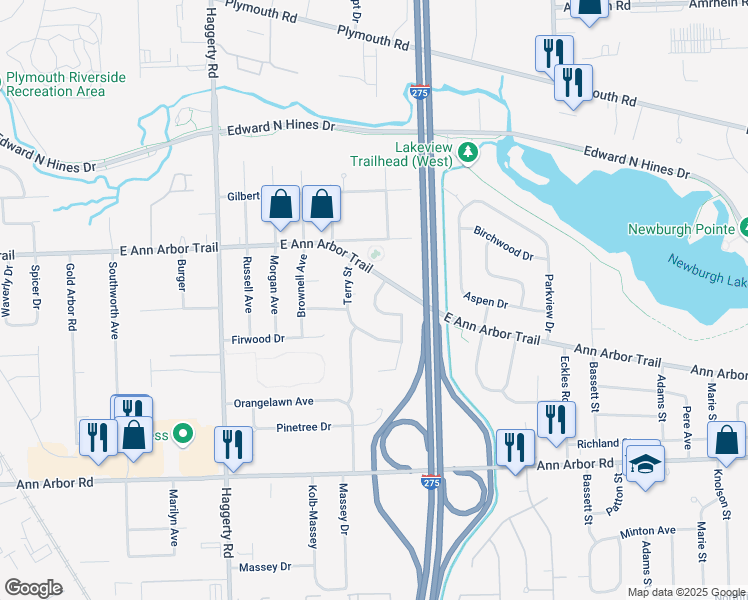 map of restaurants, bars, coffee shops, grocery stores, and more near 11121 Chestnut Drive in Plymouth