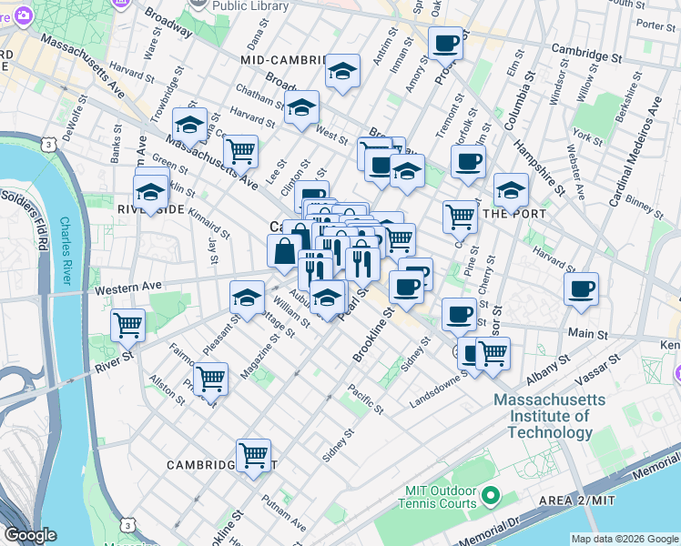 map of restaurants, bars, coffee shops, grocery stores, and more near 296 Green Street in Cambridge