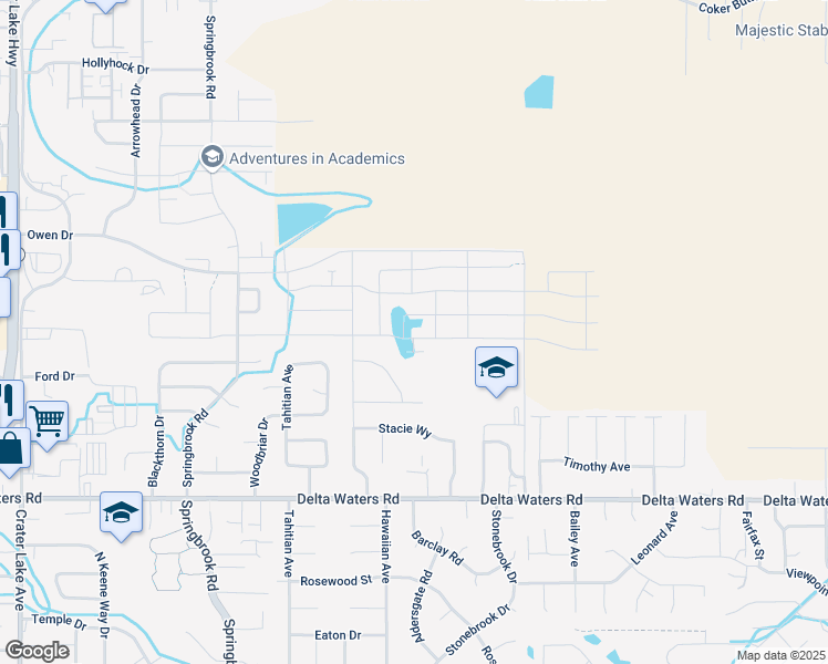 map of restaurants, bars, coffee shops, grocery stores, and more near 3043 Edgewood Drive in Medford