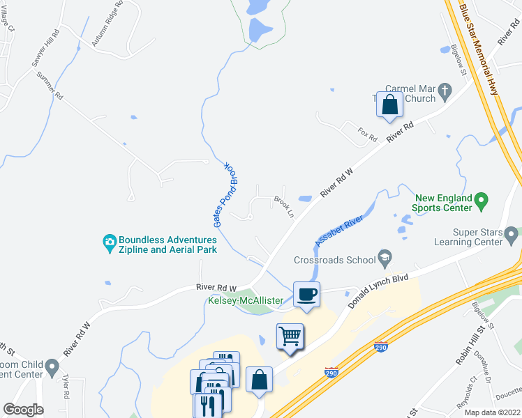 map of restaurants, bars, coffee shops, grocery stores, and more near 74 Brook Lane in Berlin