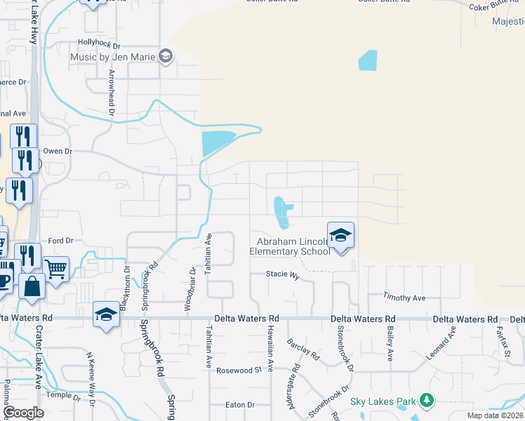 map of restaurants, bars, coffee shops, grocery stores, and more near 3003 Edgewood Drive in Medford