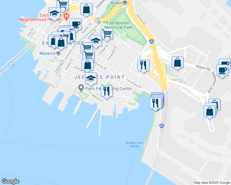 map of restaurants, bars, coffee shops, grocery stores, and more near 273 Webster Street in Boston