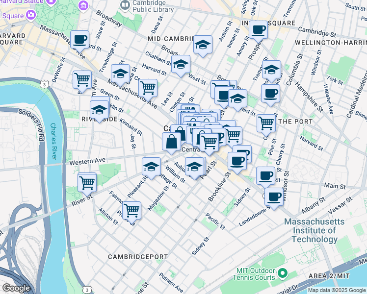 map of restaurants, bars, coffee shops, grocery stores, and more near 1 Western Avenue in Boston