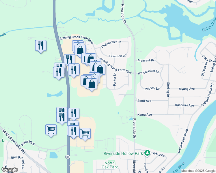 map of restaurants, bars, coffee shops, grocery stores, and more near 2638 Kendall Crossing in McHenry
