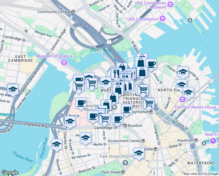 map of restaurants, bars, coffee shops, grocery stores, and more near 42 Lomasney Way in Boston