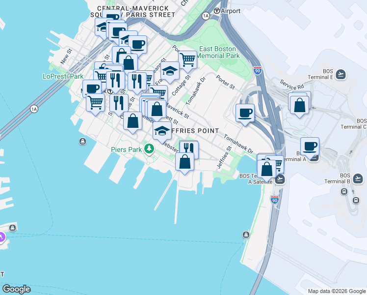 map of restaurants, bars, coffee shops, grocery stores, and more near 5 Lamson Street in Boston