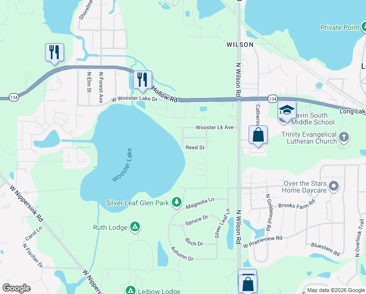 map of restaurants, bars, coffee shops, grocery stores, and more near 34601 North Park Avenue in Ingleside