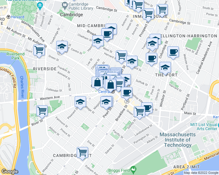 map of restaurants, bars, coffee shops, grocery stores, and more near 660 Massachusetts Avenue in Cambridge