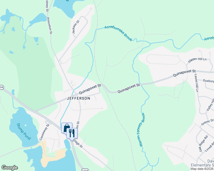 map of restaurants, bars, coffee shops, grocery stores, and more near 84 Quinapoxet Street in Holden