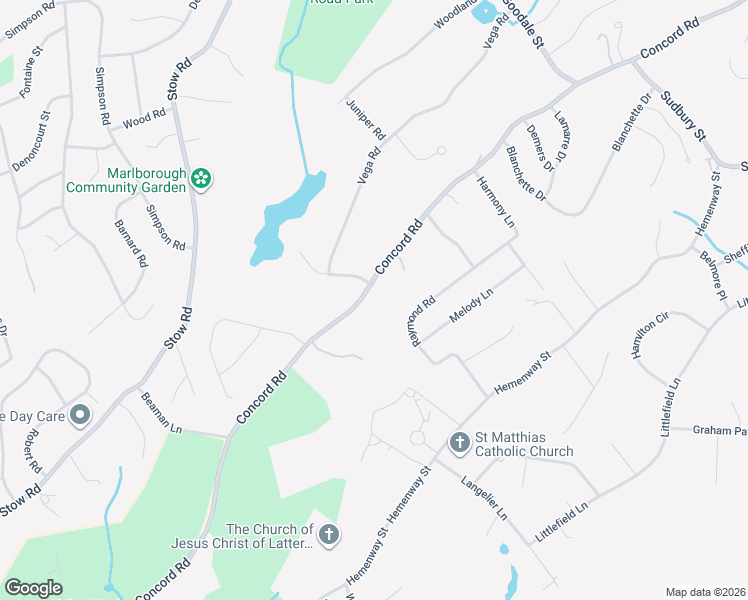 map of restaurants, bars, coffee shops, grocery stores, and more near 649 Concord Road in Marlborough